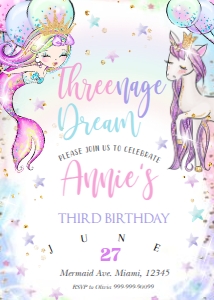 MERMAID UNICORN SET #CC invitation: MERMAID UNICORN SET #CC invitation