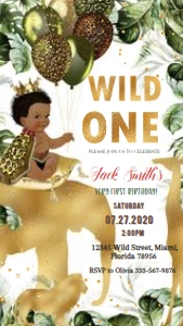 EVITE wild, one, boy, safari design preview