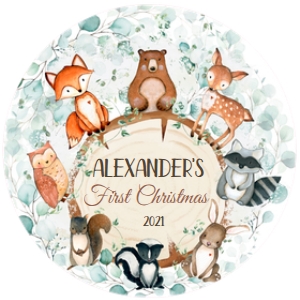 WOODLAND ANIMALS 1 ornament 3.5X3.5 design preview
