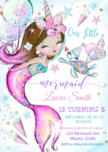 MERMAID 27 birthday invitation: MERMAID 27 birthday invitation