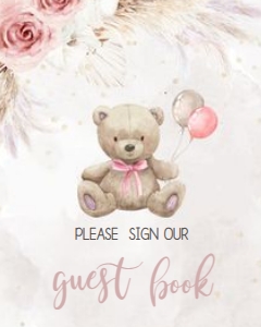 BOHO BEAR guest book 8X10: BOHO BEAR GIRL EVITE SET SET BLBLBL