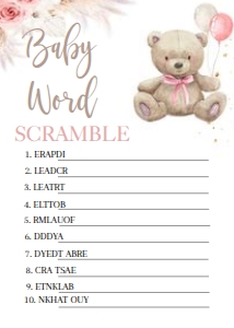 BOHO BEAR GAMES 3 SCRAMBLE w: BOHO BEAR GIRL EVITE SET SET BLBLBL