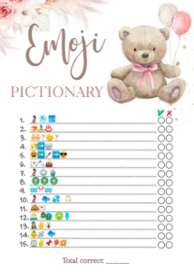BOHO BEAR GAMES (6) EMOJI WW: BOHO BEAR GIRL EVITE SET SET BLBLBL