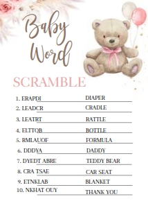 BOHO BEAR GAMES 4 (3) SCRAMBLE o#: BOHO BEAR GIRL EVITE SET SET BLBLBL