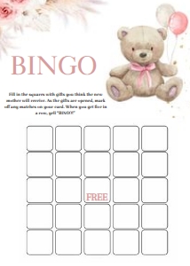 BOHO BEAR GAMES 9 10 BINGO *: BOHO BEAR GIRL EVITE SET SET BLBLBL