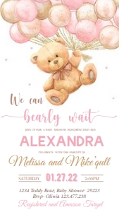 27 TEDDY BEAR PINK EVITE SET design preview