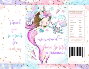 MERMAID BIRTHDAY BAG Chip bag 11x8,5 design preview