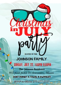 Christmas In July Party 5x7 design preview