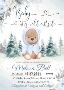 Winter BEAR BOY Baby Shower design preview
