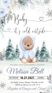 EVITE Winter BEAR BOY Baby Shower * design preview
