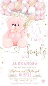 EVITE VAL BEAR GIRL pink gold design preview