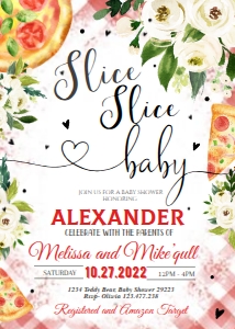 PIZZA BBQ RED babyshower party 15 x 7 in design preview