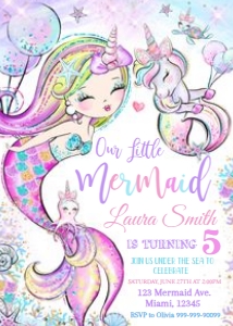 MERMAID NNN ST 27 birthday invitation: MERMAID NNN ST 27 birthday invitation