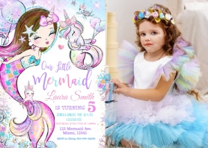 MERMAID NNN PH 2 ST 27 birthday invitation: MERMAID NNN PH 2 ST 27 birthday invitation