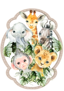 SAFARI DIAPER CAKE 2#5X7: SAFARI DIAPER CAKE 2#5X7