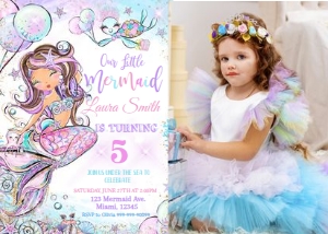 MERMAID BBB 3 PH ST 27 birthday invitation: MERMAID BBB 3 PH ST 27 birthday invitation