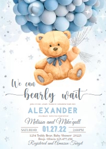 BEAR BLUE SET OBL BEAR invitation design preview