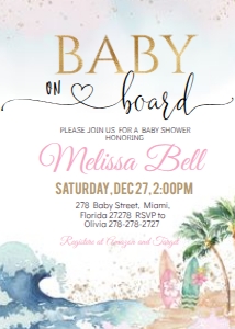 B27 BOARD GIRL SET baby on board invitation: B27 BOARD GIRL SET baby on board invitation