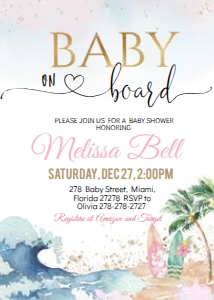 B27 BOARD GIRL baby on board invitation: B27 BOARD GIRL baby on board invitation