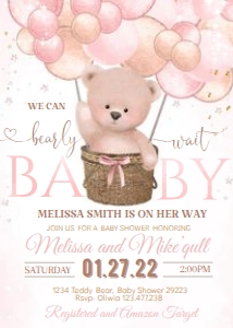 BB3 GIRL BEAR Baby shower design preview
