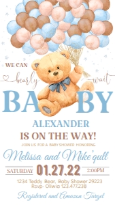 BB9 EVITE  NNNN 2 Boy blue baby shower invitation: BB9 EVITE 2 Boy blue baby shower invitation