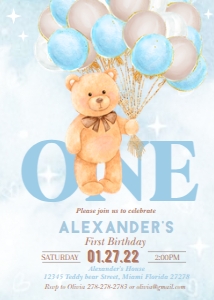 BEAR CUST BIRTHDAY BEAR BLUE design preview