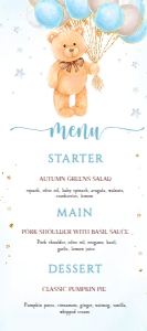 BEAR BIRTHDAY MENU 4X9 design preview