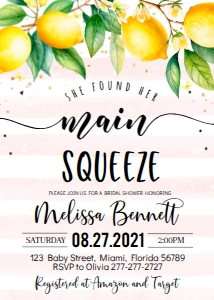 CITRUS LEM pink Bridal shower, invitation: CITRUS LEM pink Bridal shower, invitation