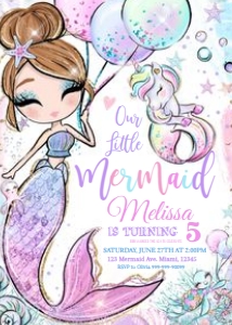 cc MERMAID UNIC 5x: CC 5X ISP# EVITE#MERMAID#1#birthday#
