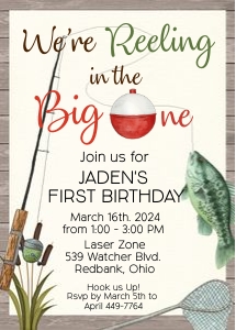 Fishing First Birthday Invitation: Fishing First Birthday Invitation