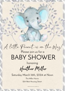 Elephant Baby Shower Invitation: Elephant Baby Shower Invitation