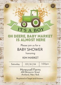 Green Tractor Baby Shower Invitation: Green Tractor Baby Shower Invitation