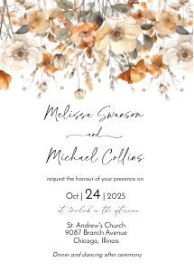 Fall Wildflower Wedding Invitation: Fall Wildflower Wedding Invitation