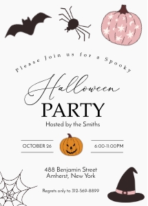 Pink Retro Halloween Party Invitation design preview