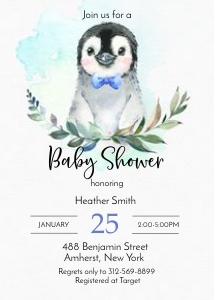 Penguin Baby Shower Invitation: Penguin Baby Shower Invitation
