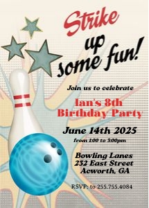 Retro Bowling Birthday Invitation: Retro Bowling Birthday Invitation
