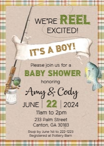 Fishing REEL Baby Showr Invitation design preview
