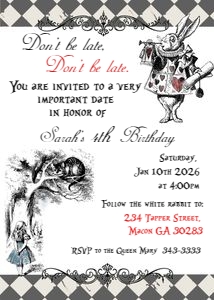 Alice in Wonderland Birthday Invitation: Alice in Wonderland Birthday Invitation