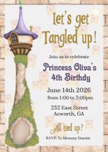 Rapunzel Birthday Invitation: Rapunzel Birthday Invitation