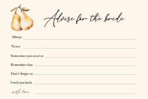 Pair Advice for Bride Card: Perfect Pear Bridal Shower Pack