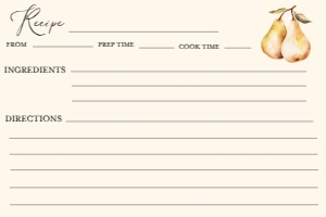 Perfect Pair Recipe Card: Perfect Pear Bridal Shower Pack