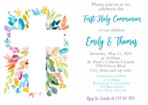 floral cross invite design preview