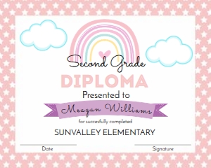 pink rainbow diploma design preview