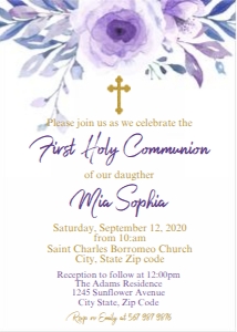 lavender communion invitation design preview