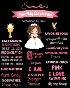 girl communion board design preview