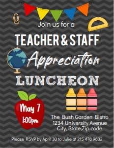 rainbow stripes appreciation luncheon 5x7 design preview