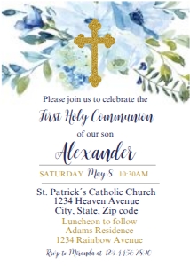 blue floral communion invite design preview