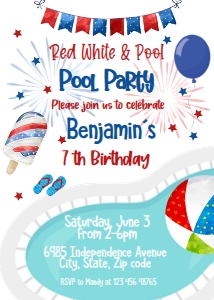 red white blue pool party invite design preview