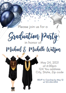 college grad silver and navy design preview