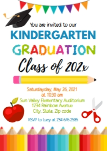 pencils graduation k invite design preview